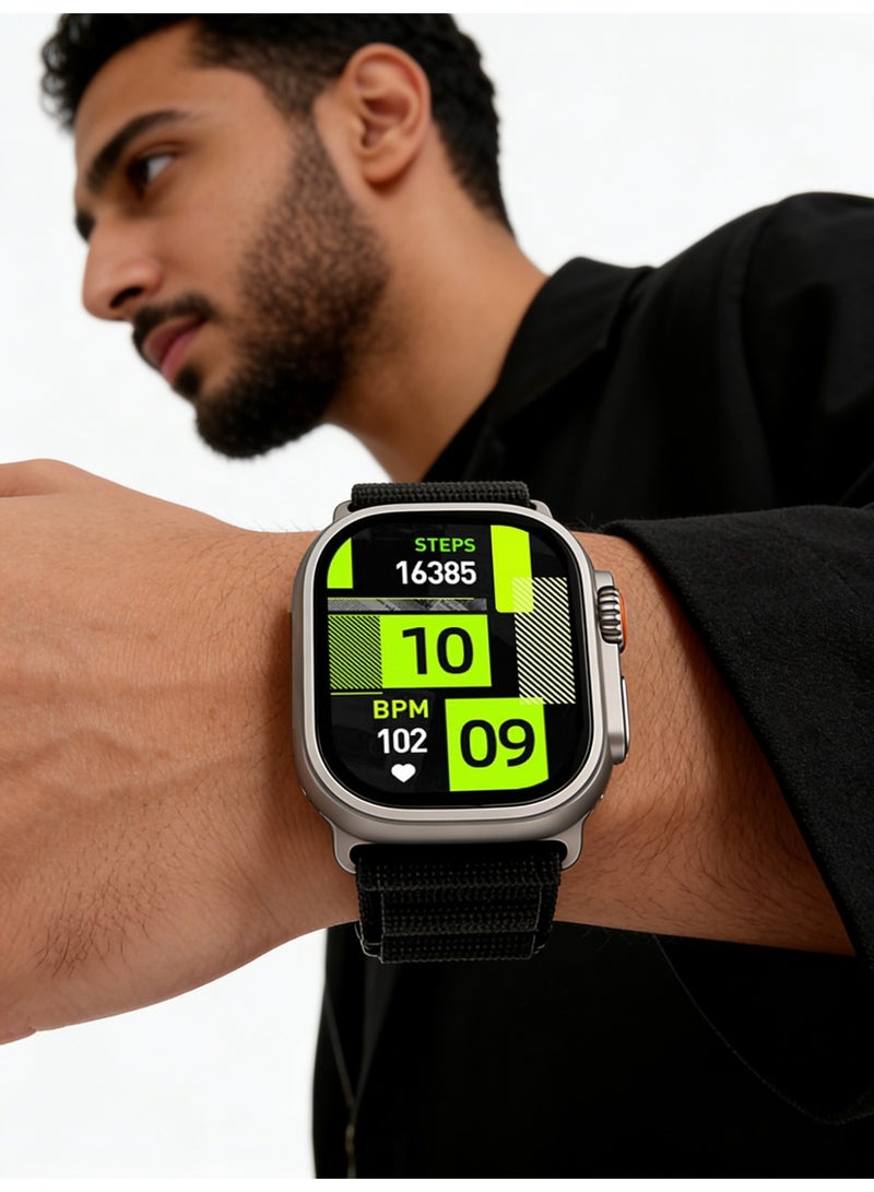 JOYFOCUS ساعة رياضية ذكية بشحن لاسلكي منخفض الطاقة S9 Ultra مع شريطين بديلين إضافيين - Image 5